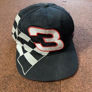 Vintage Dale Earnhardt #3 Chase Racewear Hat Black Checkered Flag Snapback Cap